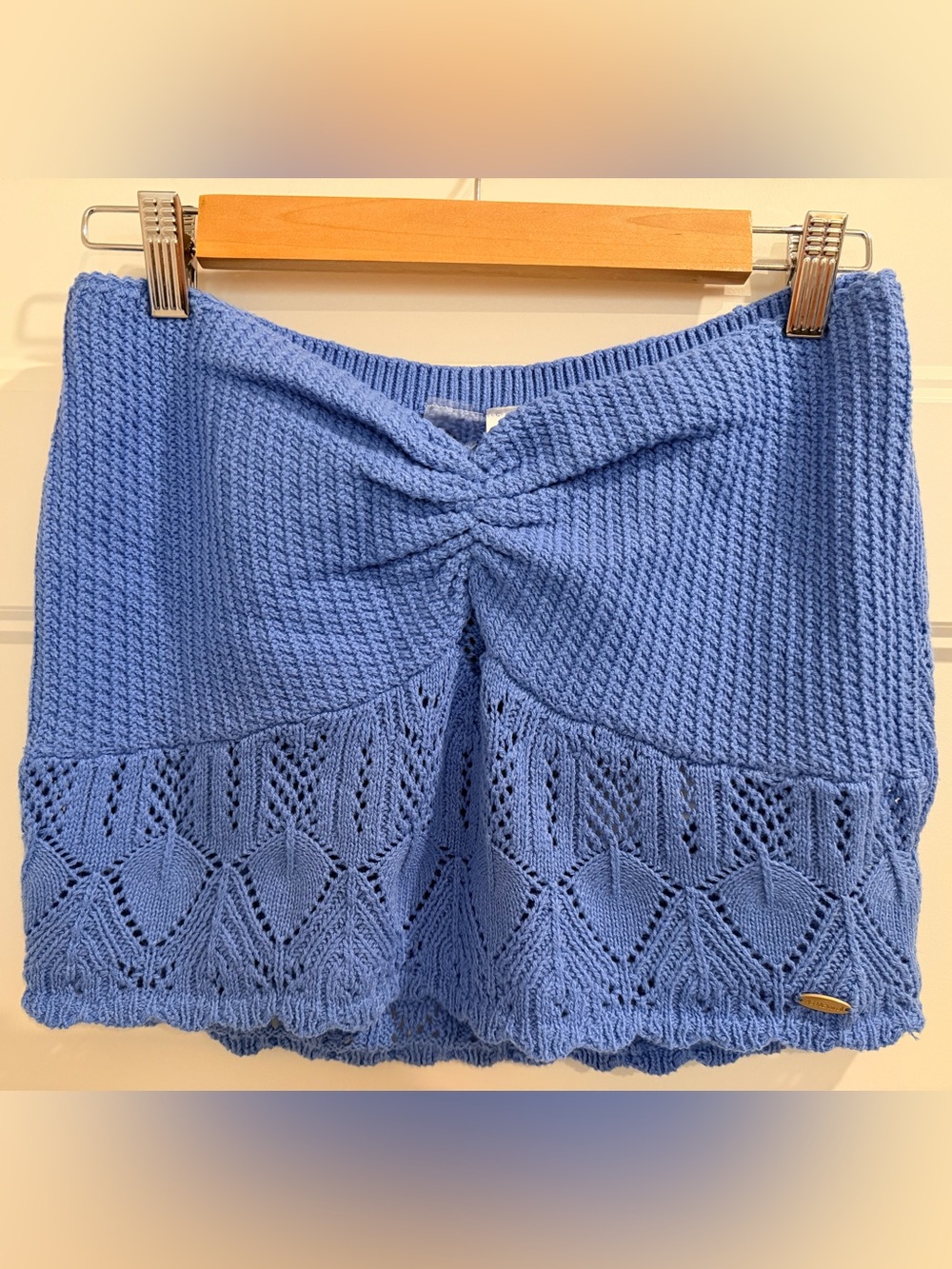 NWT AS Revival Seaside Chic blue crochet knit tube top / coverup top, size XL